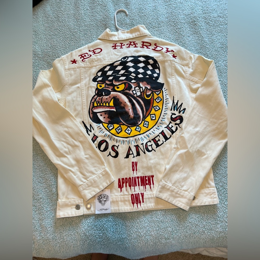 Ed Hardy "L.A. Dog" Sail Trucker Denim Jean Jacket